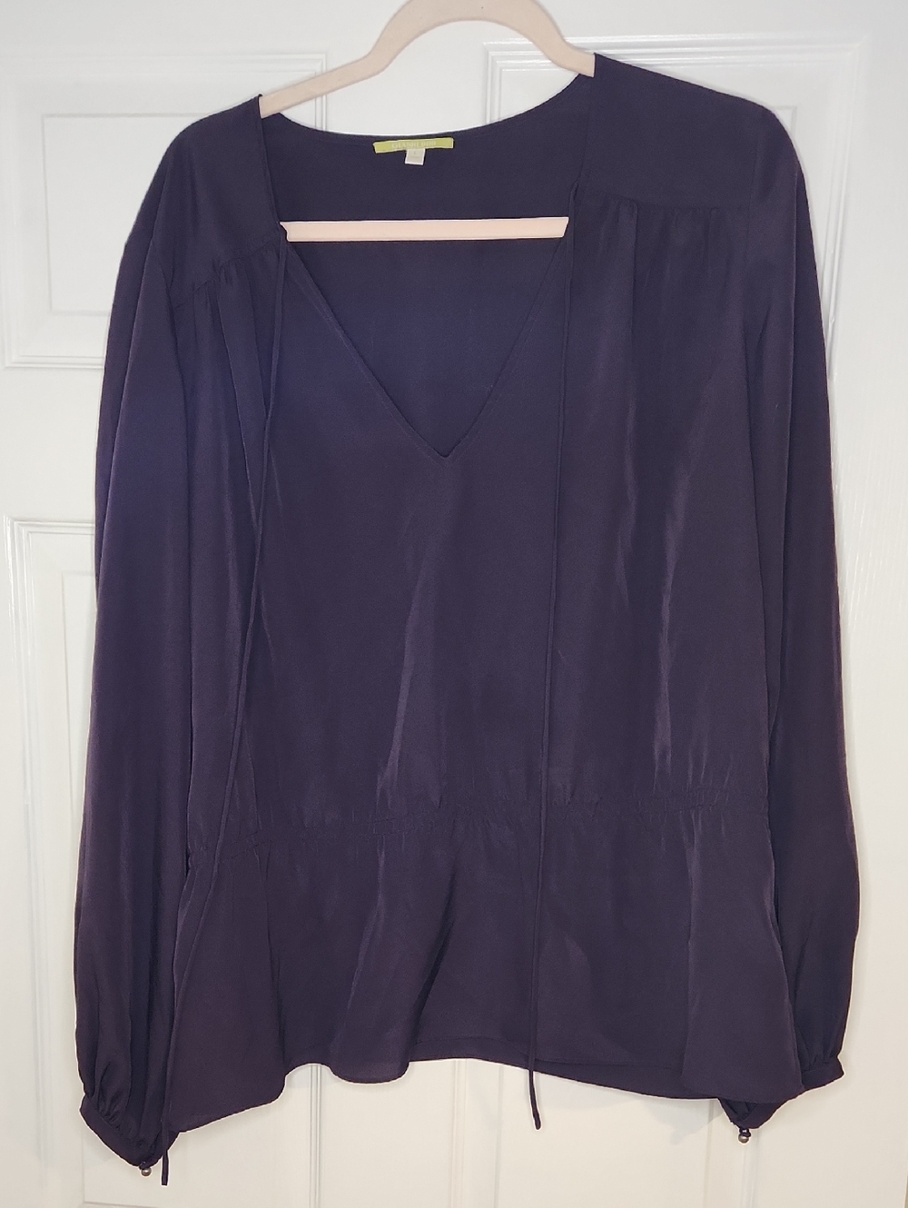Gianni Bini Deep Purple V-Neck Long Sleeve Blouse